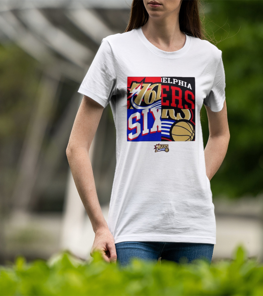 Philadelphia 76ers Vintage Block Logo Compilation NBA Basketball Fan Merch T-Shirt