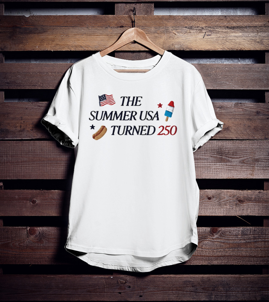 The Summer USA Turned 250 American Flag Popsicle Hot Dog T-Shirt