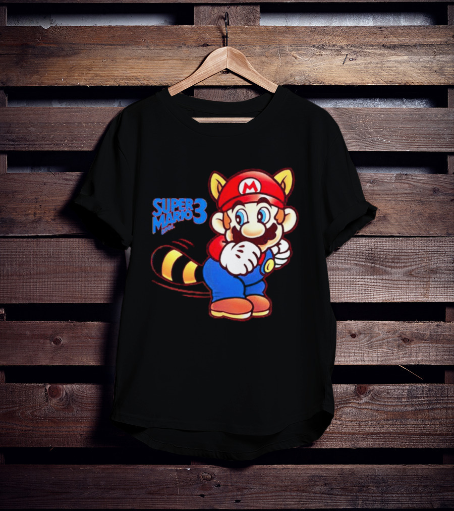 Super Mario Bros 3 Raccoon Mario Tail Whip Retro Game Nostalgia T-Shirt