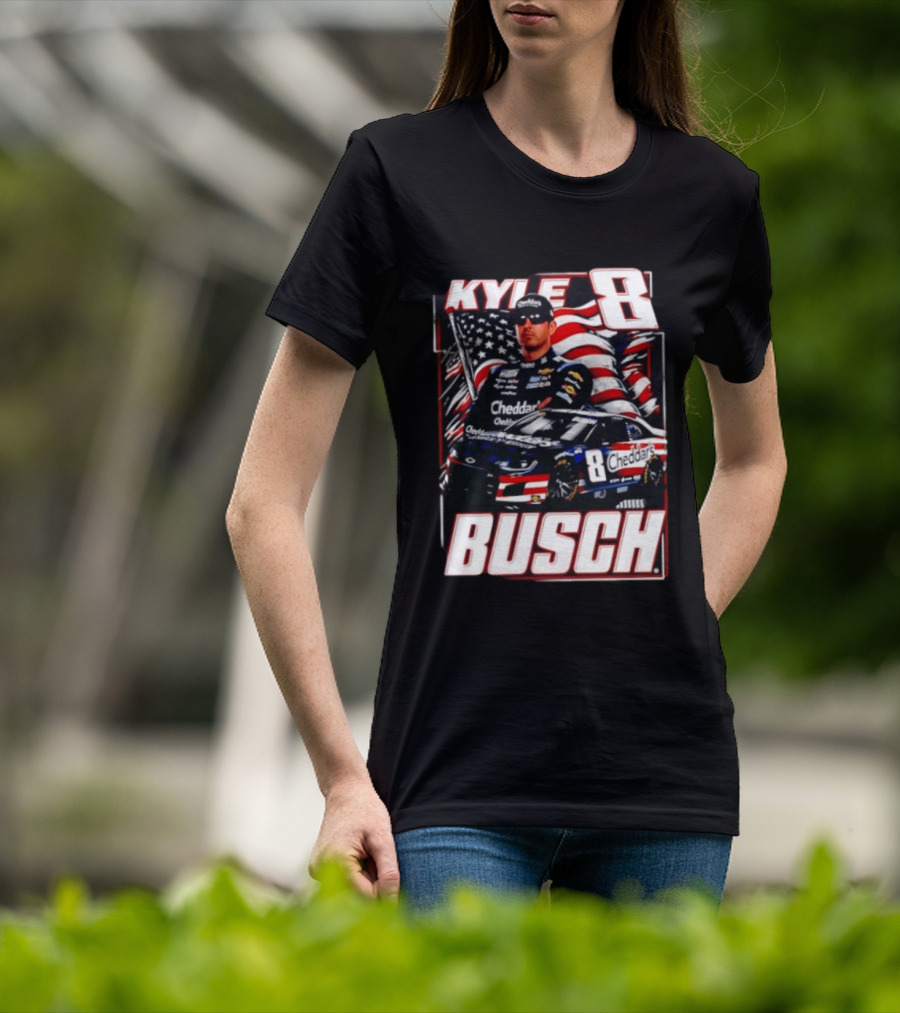 Kyle Busch 8 Cheddar's Racing With American Flag T-Shirt