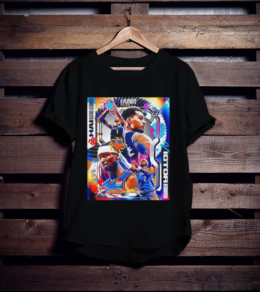 NBA Playoffs Shai Gilgeous Alexander OKC Thunder Victor Wembanyama Spurs Matchup T-Shirt