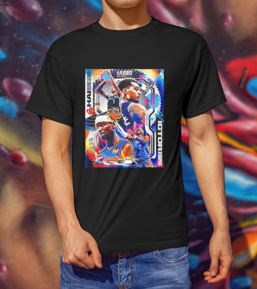 NBA Playoffs Shai Gilgeous Alexander OKC Thunder Victor Wembanyama Spurs Matchup T-Shirt