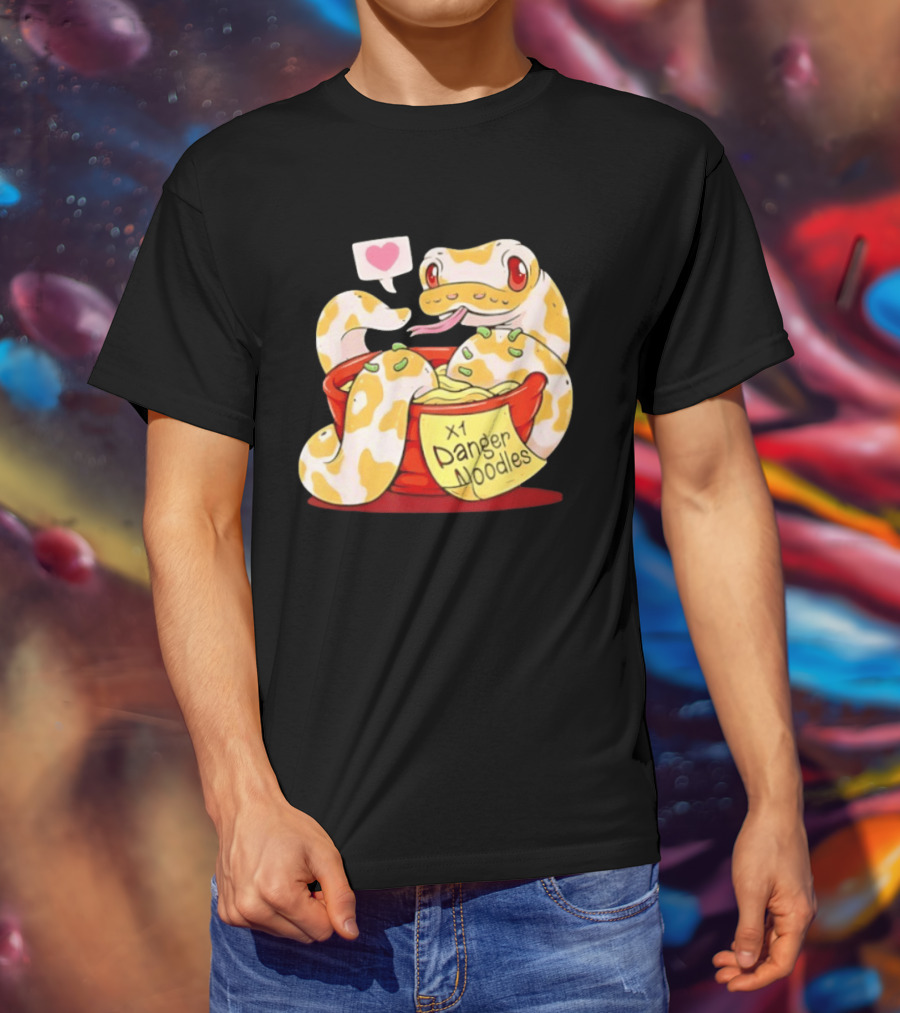 Snake Love X1 Danger Noodles Cartoon Cute Snake With Heart Speech Bubble T-Shirt