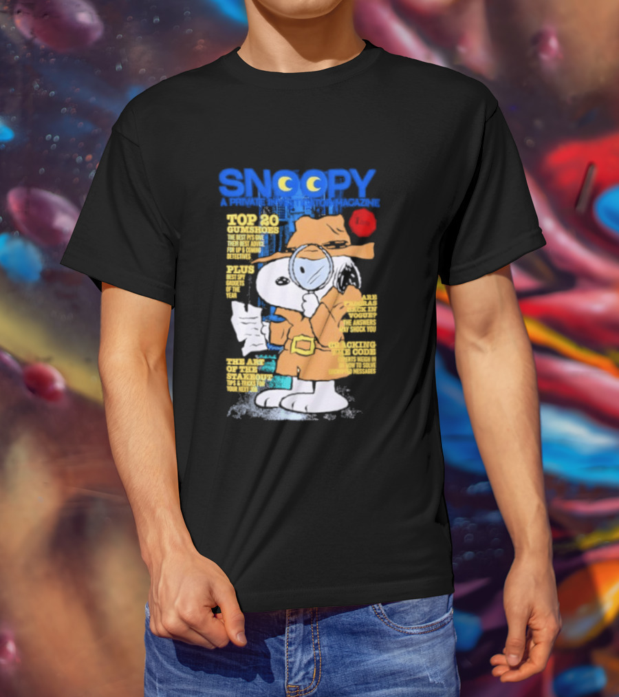 Snoopy Top 20 Clues Uncover Mystery Solved Peanuts Detective Investigator T-Shirt