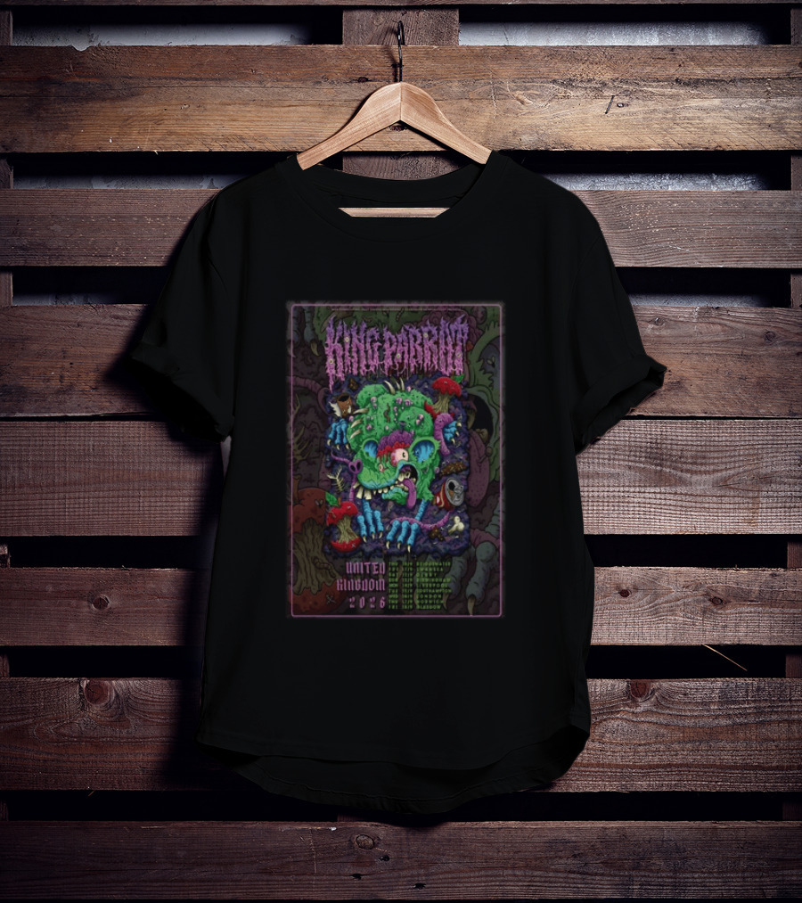 King Parrot UK Tour 2026 Zombie Monster Artwork United Kingdom Concert Dates T-Shirt