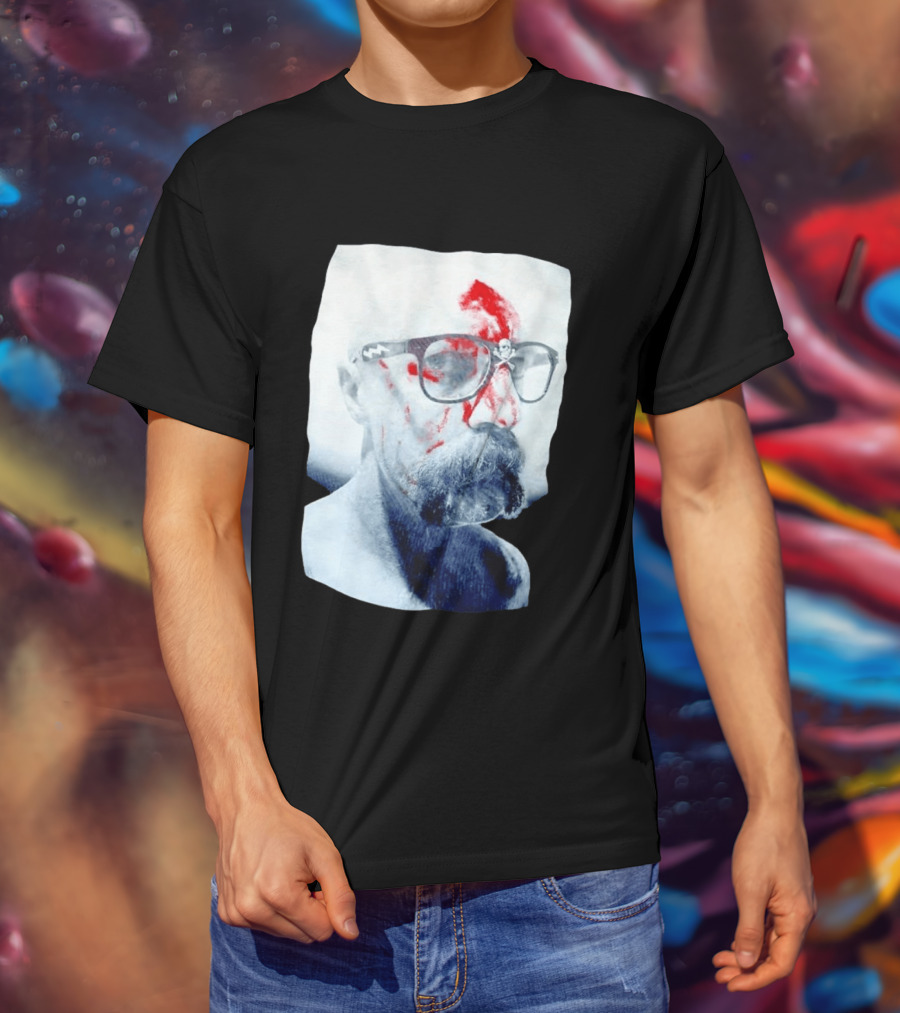 Bald Man With Bloody Beard And Skull Glasses T-Shirt