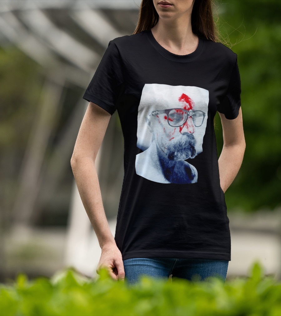 Bald Man With Bloody Beard And Skull Glasses T-Shirt