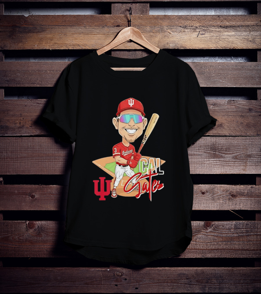 Cal Gates Indiana Hoosiers Baseball Caricature With Indiana University T-Shirt