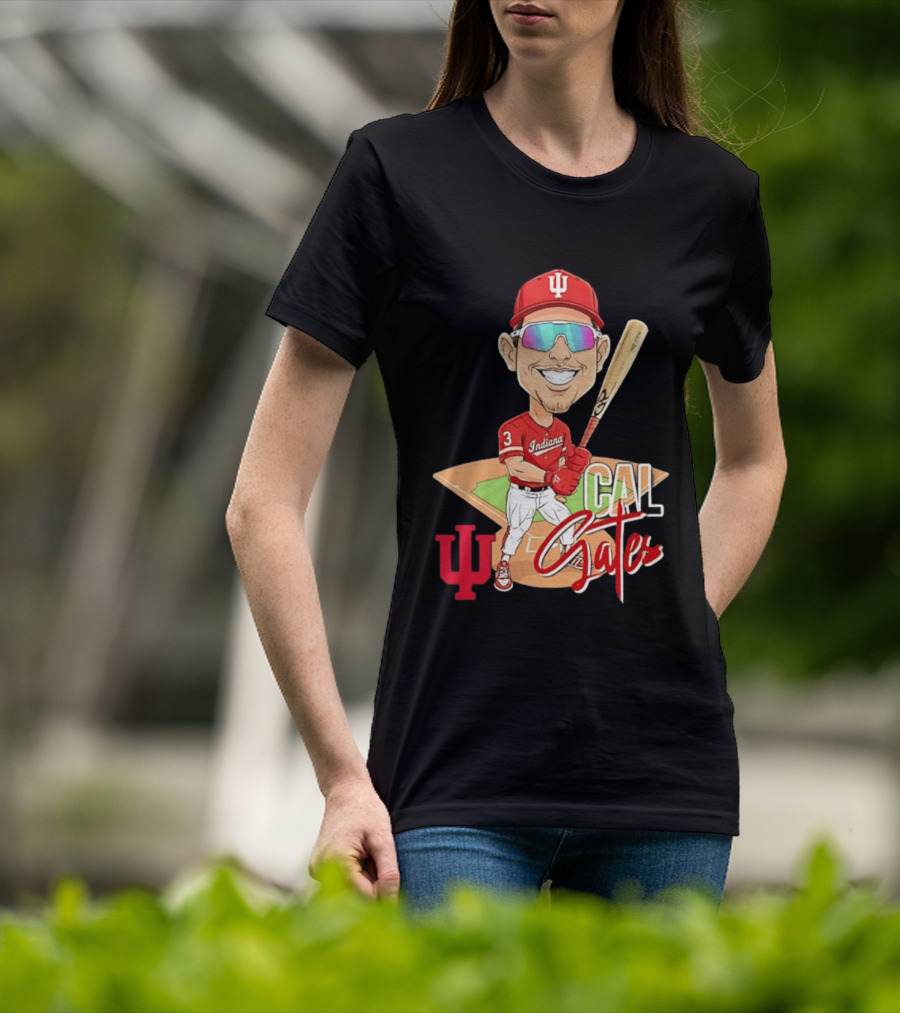 Cal Gates Indiana Hoosiers Baseball Caricature With Indiana University T-Shirt
