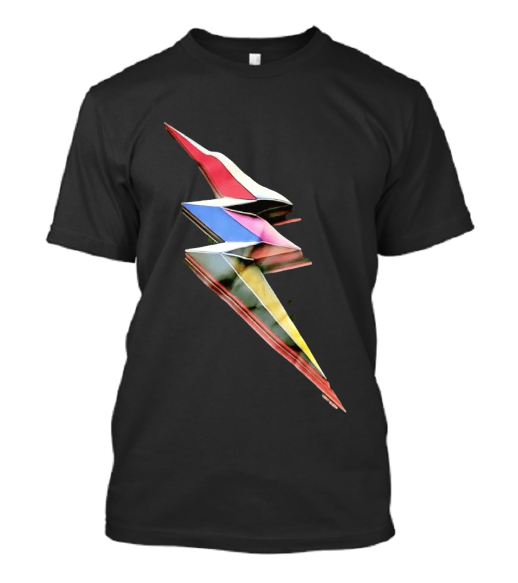 Geometric Prismatic Multicolor Lightning Bolt T-Shirt