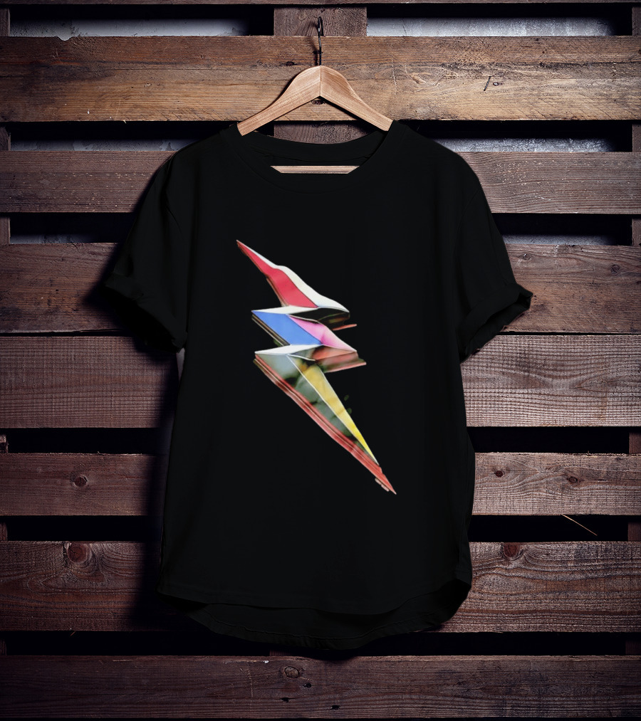 Geometric Prismatic Multicolor Lightning Bolt T-Shirt