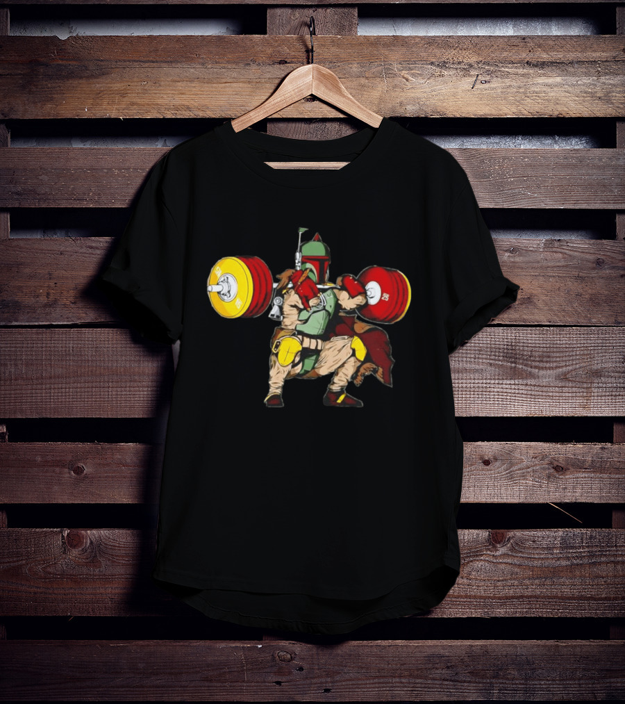 Star Wars Boba Fett Squat Weightlifting Fitness T-Shirt
