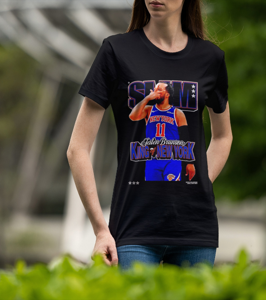 Jalen Brunson King Of New York Knicks NBA SLAM T-Shirt