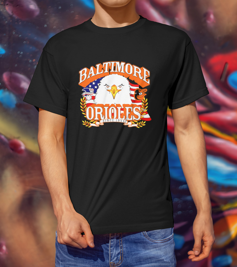 Baltimore Orioles Americana Eagle Logo With USA Flag Celebrating America's 250th Anniversary T-Shirt