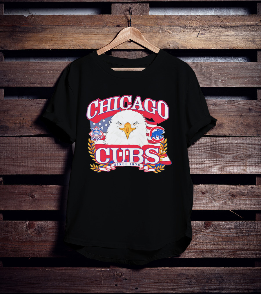 Chicago Cubs Americana Eagle Since 1876 National League Baseball Stars And Stripes 250th Celebration T-Shirt