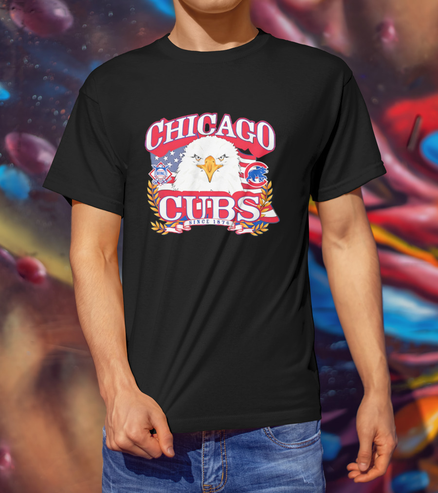 Chicago Cubs Americana Eagle Since 1876 National League Baseball Stars And Stripes 250th Celebration T-Shirt