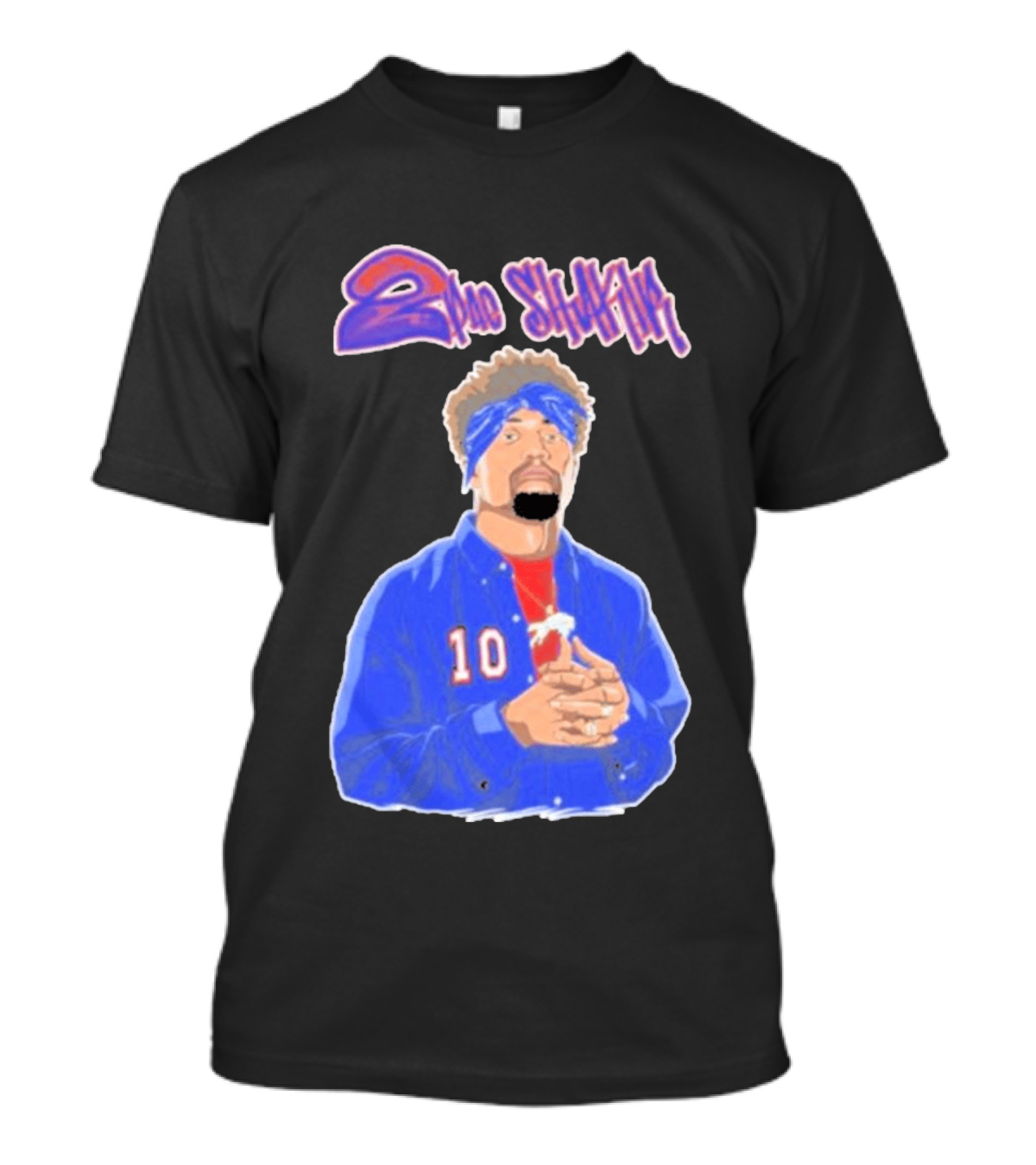 2Pac Shakir Sports Roundtable 10 Blue Bandana T-Shirt
