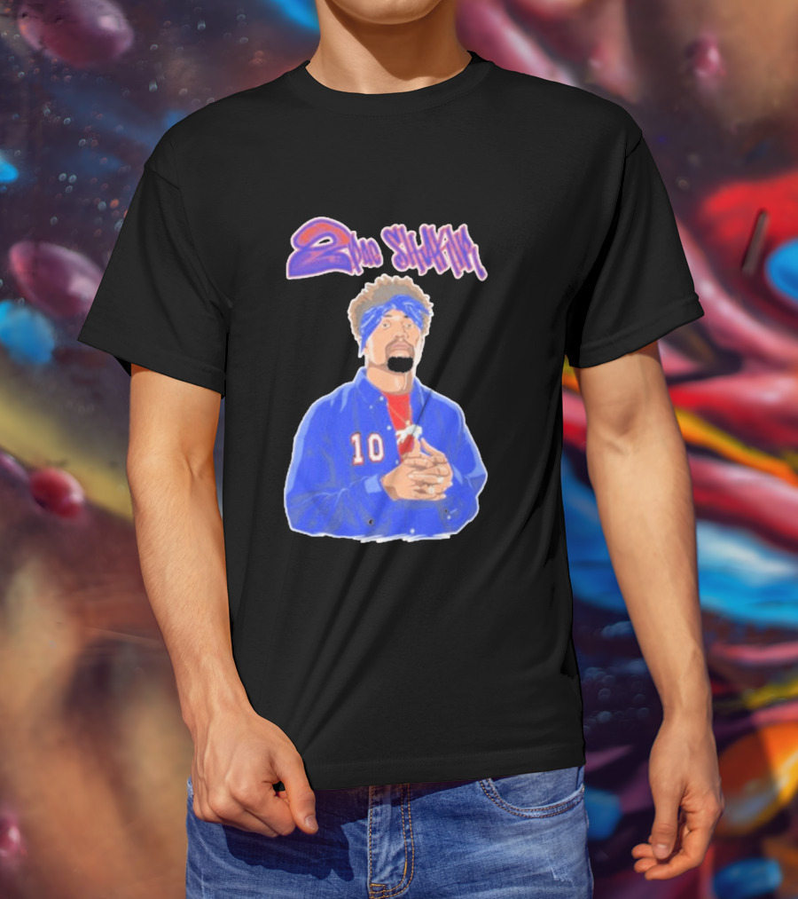 2Pac Shakir Sports Roundtable 10 Blue Bandana T-Shirt