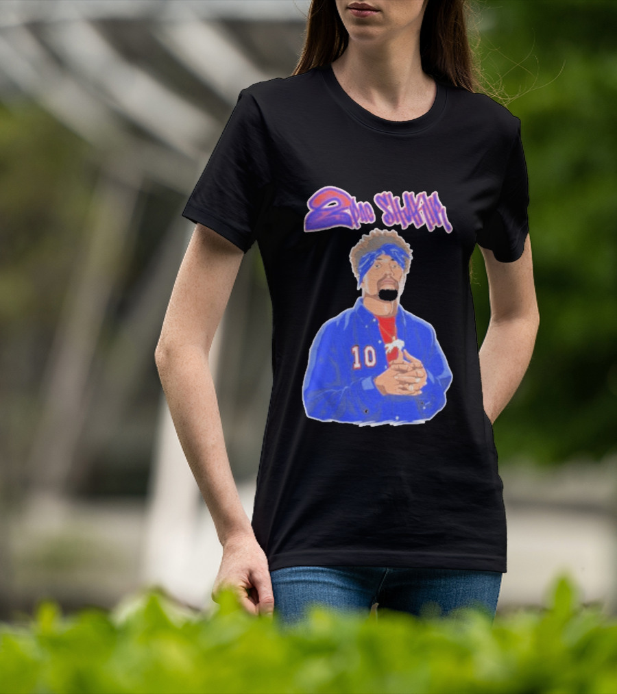 2Pac Shakir Sports Roundtable 10 Blue Bandana T-Shirt