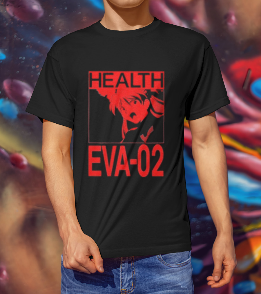 Health Eva 02 Anime Character Red Sketch T-Shirt