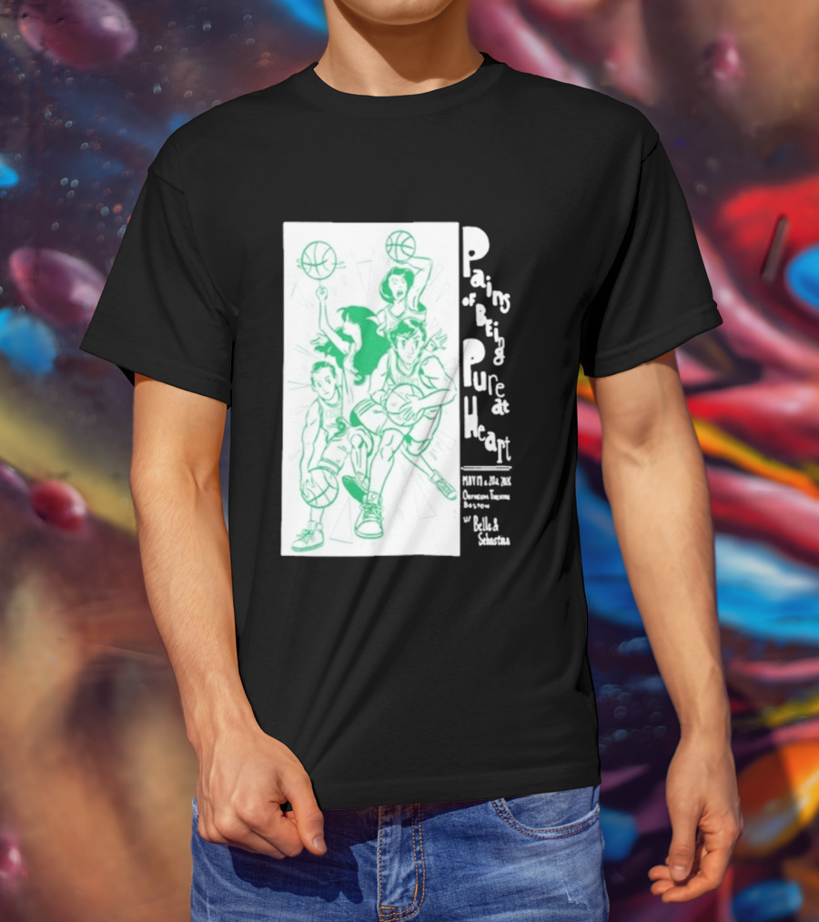 Pains Of Being Pure At Heart Boston May 19 Paradise Touring Company With Helki Silkscreen Basketball T-Shirt