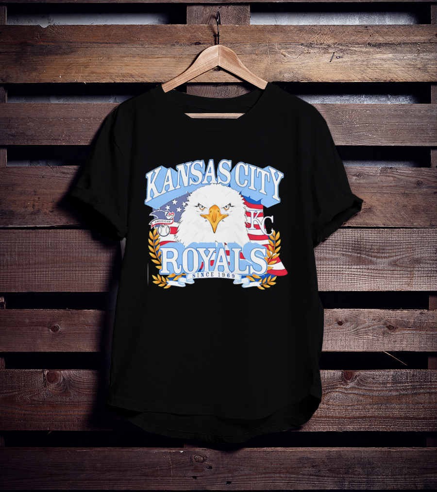 Kansas City Royals Eagle With American Flag Patriotic KC T-Shirt