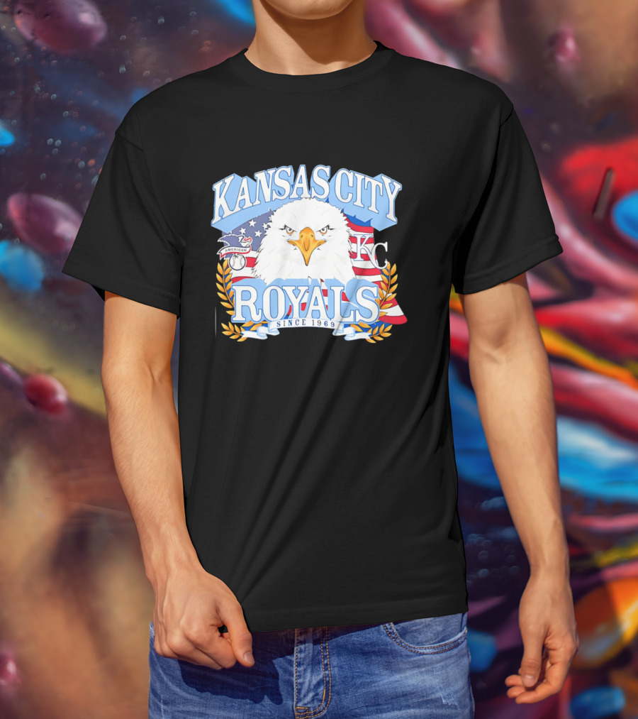 Kansas City Royals Eagle With American Flag Patriotic KC T-Shirt
