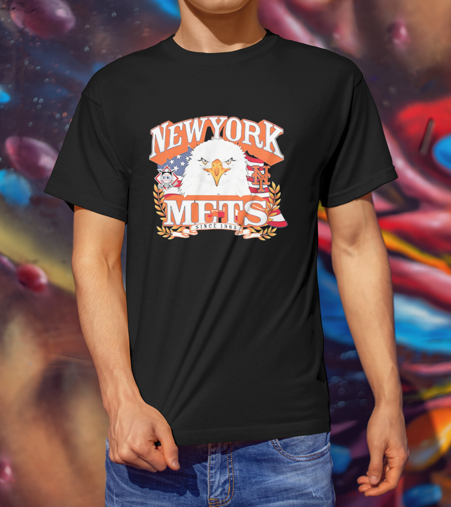 New York Mets Americana Eagle Celebrating National League And Stars Stripes T-Shirt