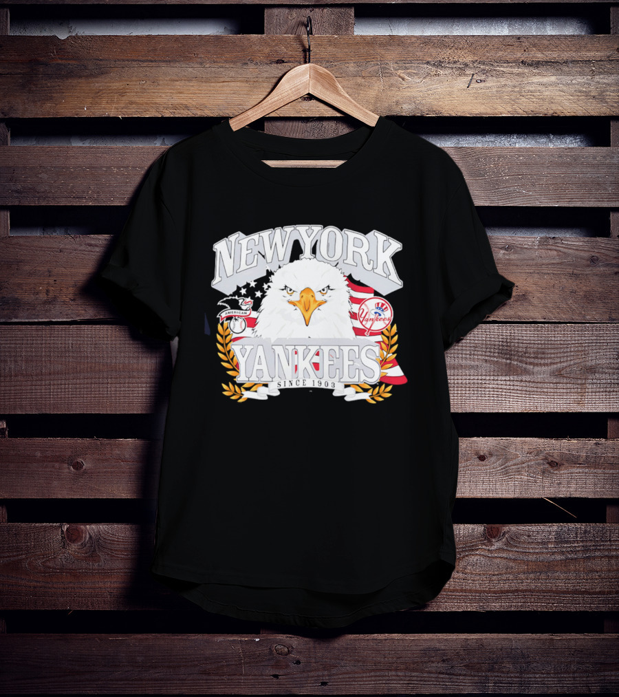 New York Yankees Americana Eagle Celebrating USA Flag With Baseball T-Shirt