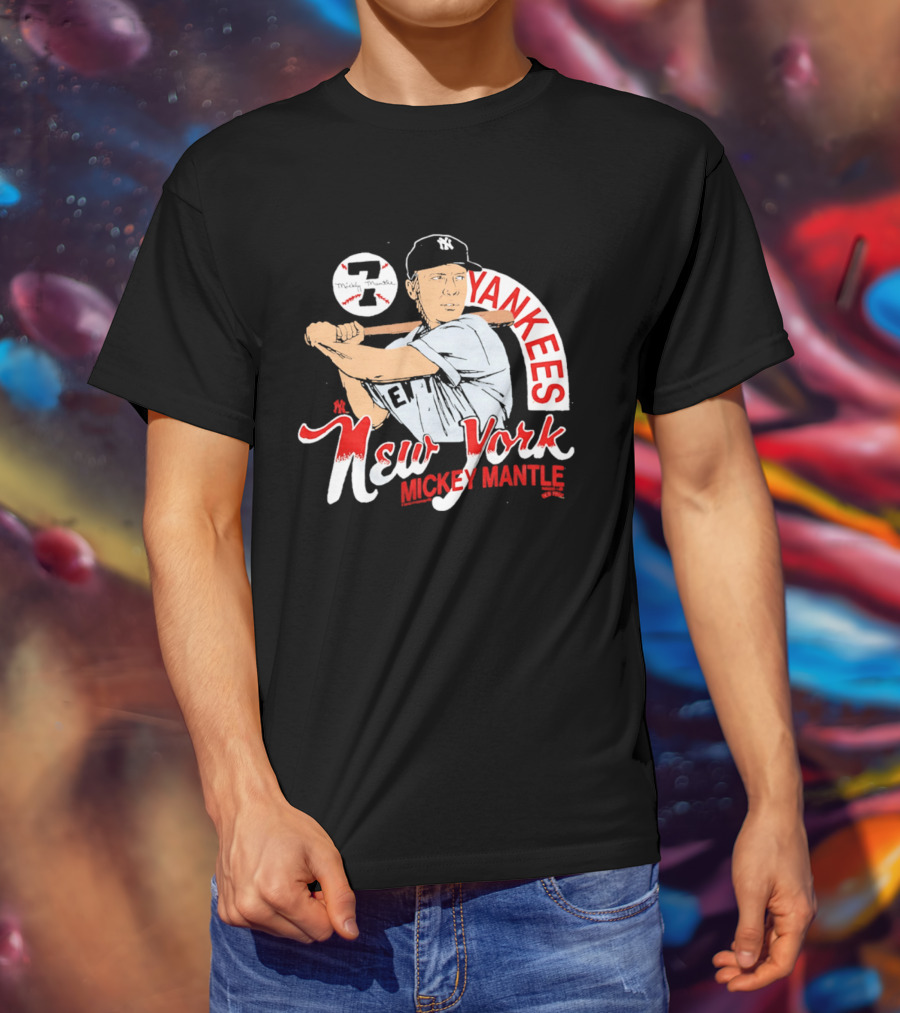 New York Yankees 7 Mickey Mantle Player T-Shirt