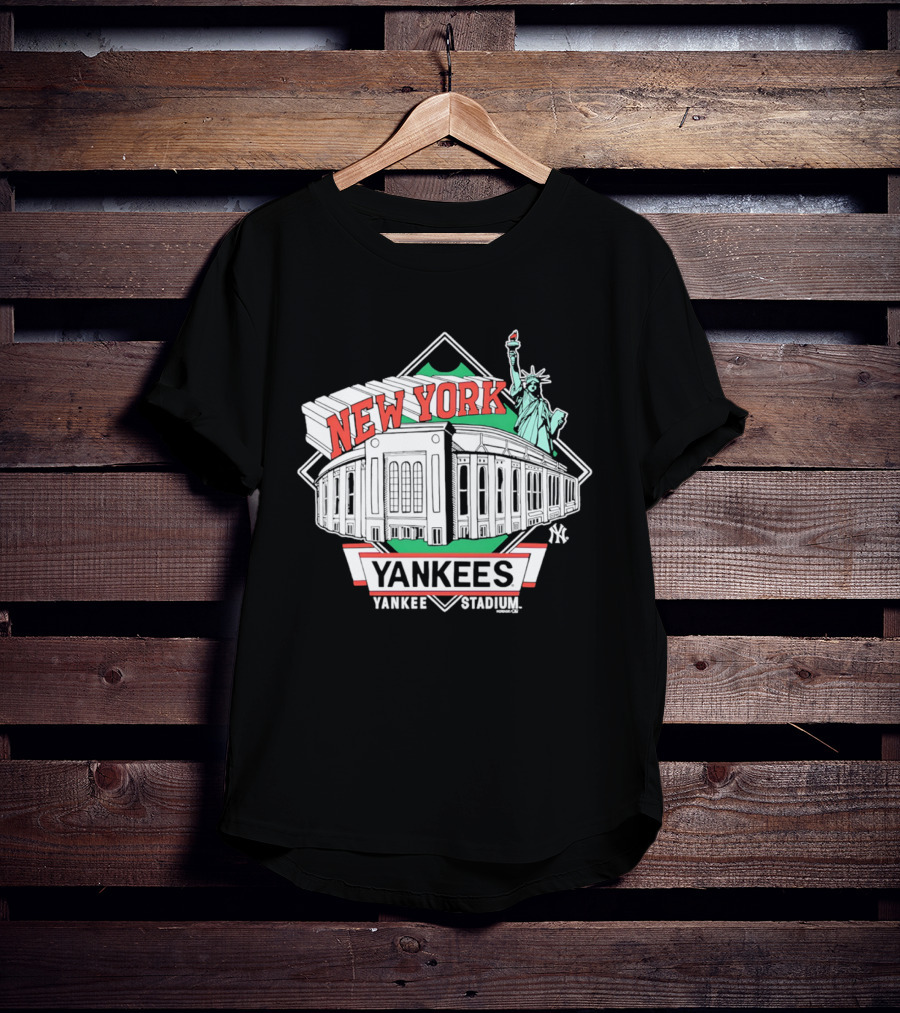 New York Yankees Yankee Stadium Facade Statue Of Liberty T-Shirt
