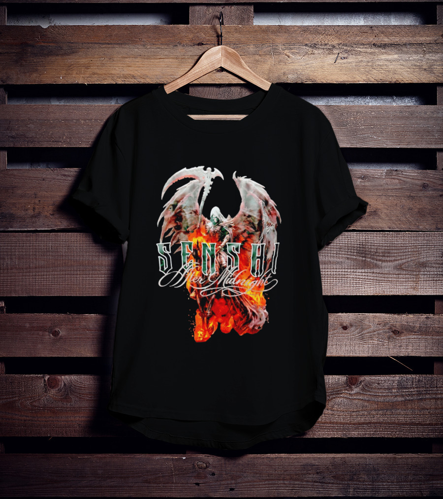 Senshi After Midnight Flaming Grim Reaper Wings T-Shirt