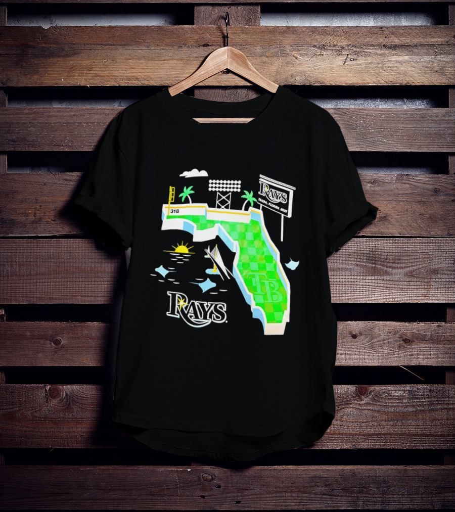Tampa Bay Rays Florida Map TB Stadium Palms And Sunshine T-Shirt