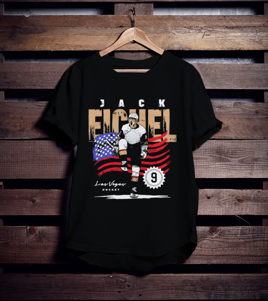 Jack Eichel 9 USA Flag Las Vegas Hockey 2026 T-Shirt
