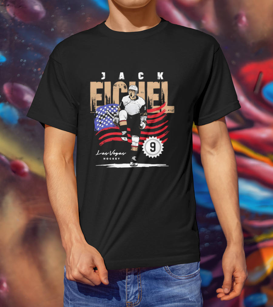 Jack Eichel 9 USA Flag Las Vegas Hockey 2026 T-Shirt