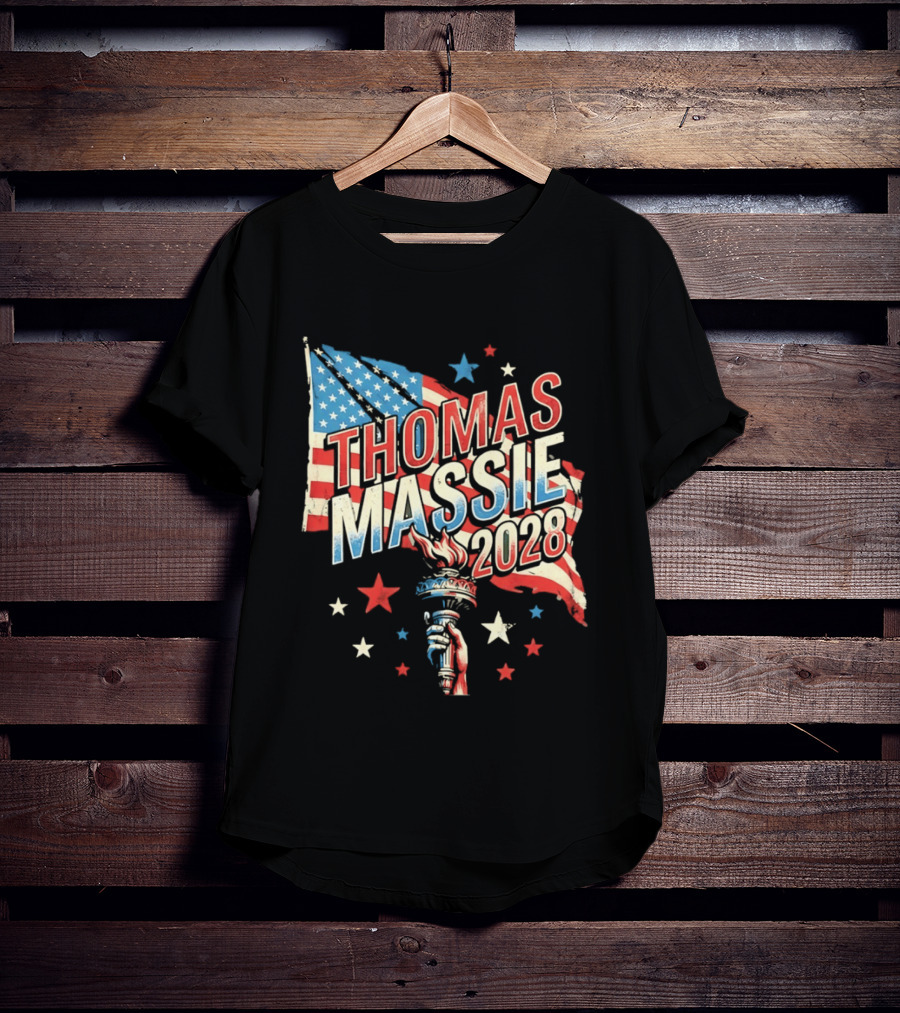 Thomas Massie 2028 American Flag Liberty Torch Stars T-Shirt