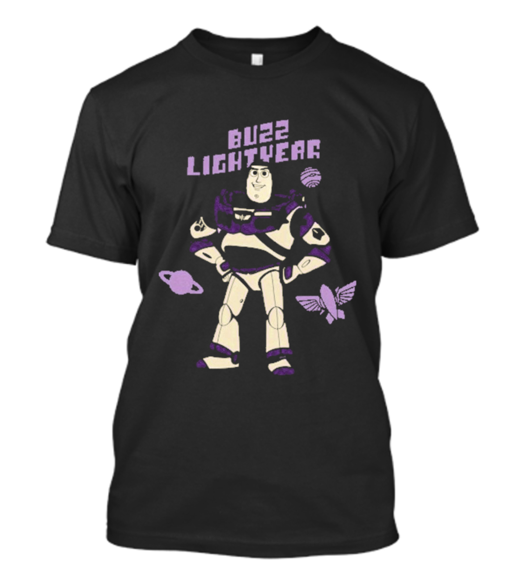 Buzz Lightyear Toy Story 5 Character Illustration With Planets And Rocket Iconography T-Shirt