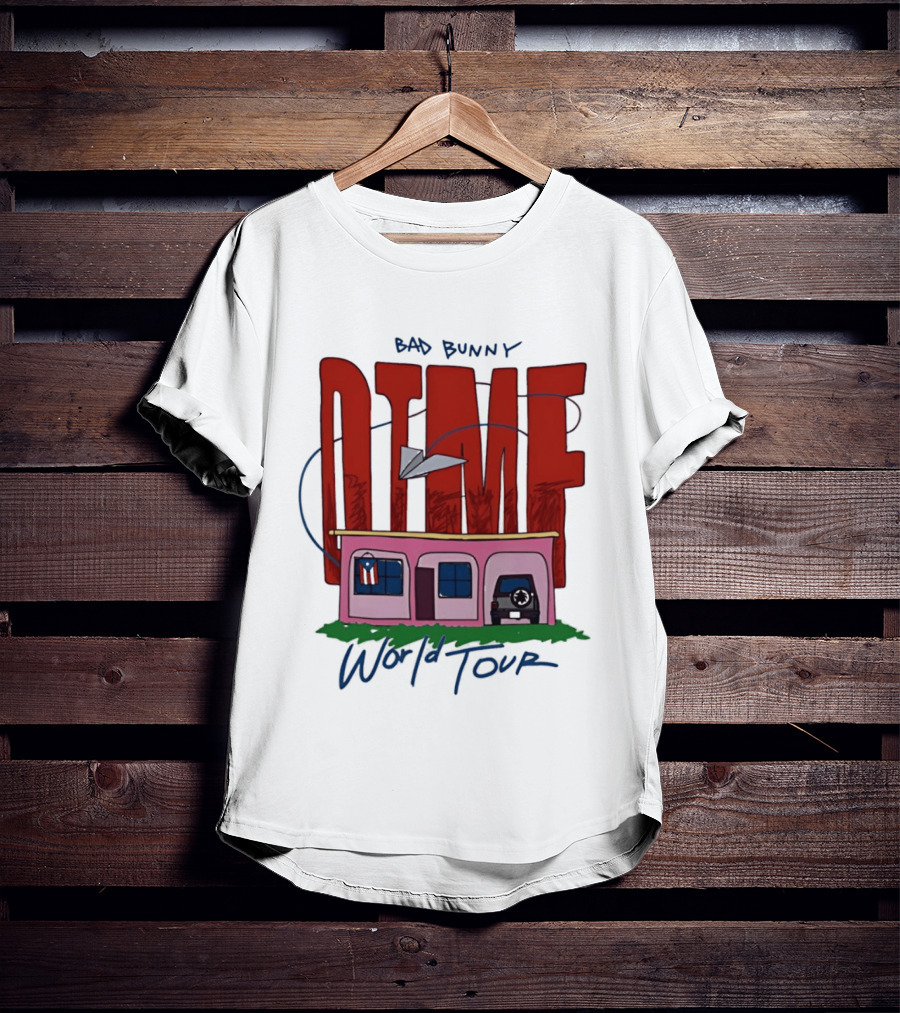 Bad Bunny Dtmf World Tour 2026 Paper Airplane Pink House Jeep T-Shirt