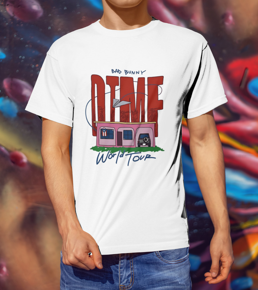 Bad Bunny Dtmf World Tour 2026 Paper Airplane Pink House Jeep T-Shirt