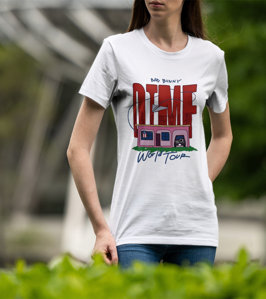 Bad Bunny Dtmf World Tour 2026 Paper Airplane Pink House Jeep T-Shirt