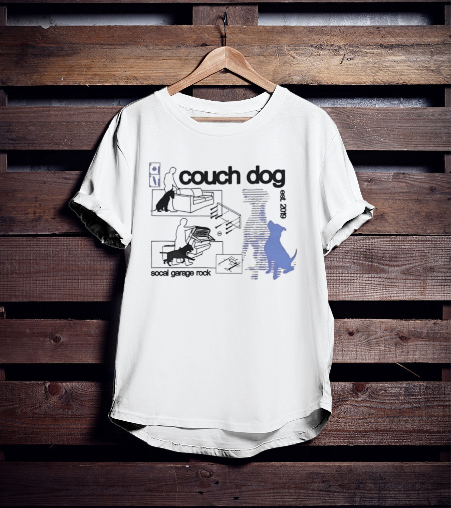 Couch Dog Bull Terrier Socal Garage Rock Est 2019 T-Shirt