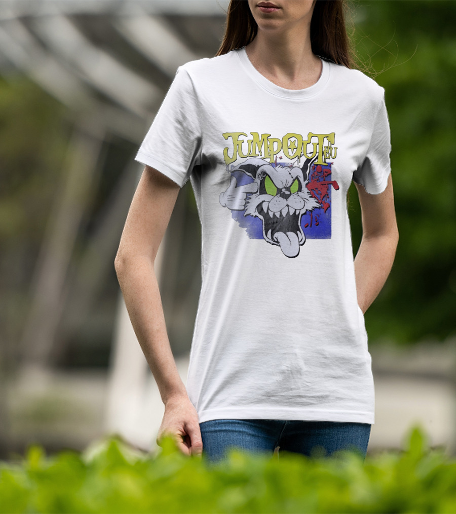 Jumpouteu Pop Culture Cat Creature Teeth Tongue Glove Eyes T-Shirt