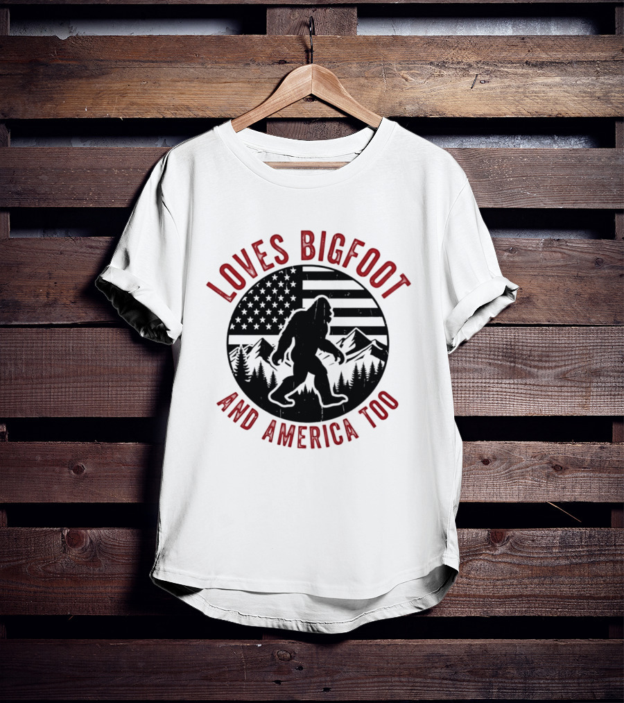 Sasquatch Cryptozoology America Loves Bigfoot And United States Too T-Shirt