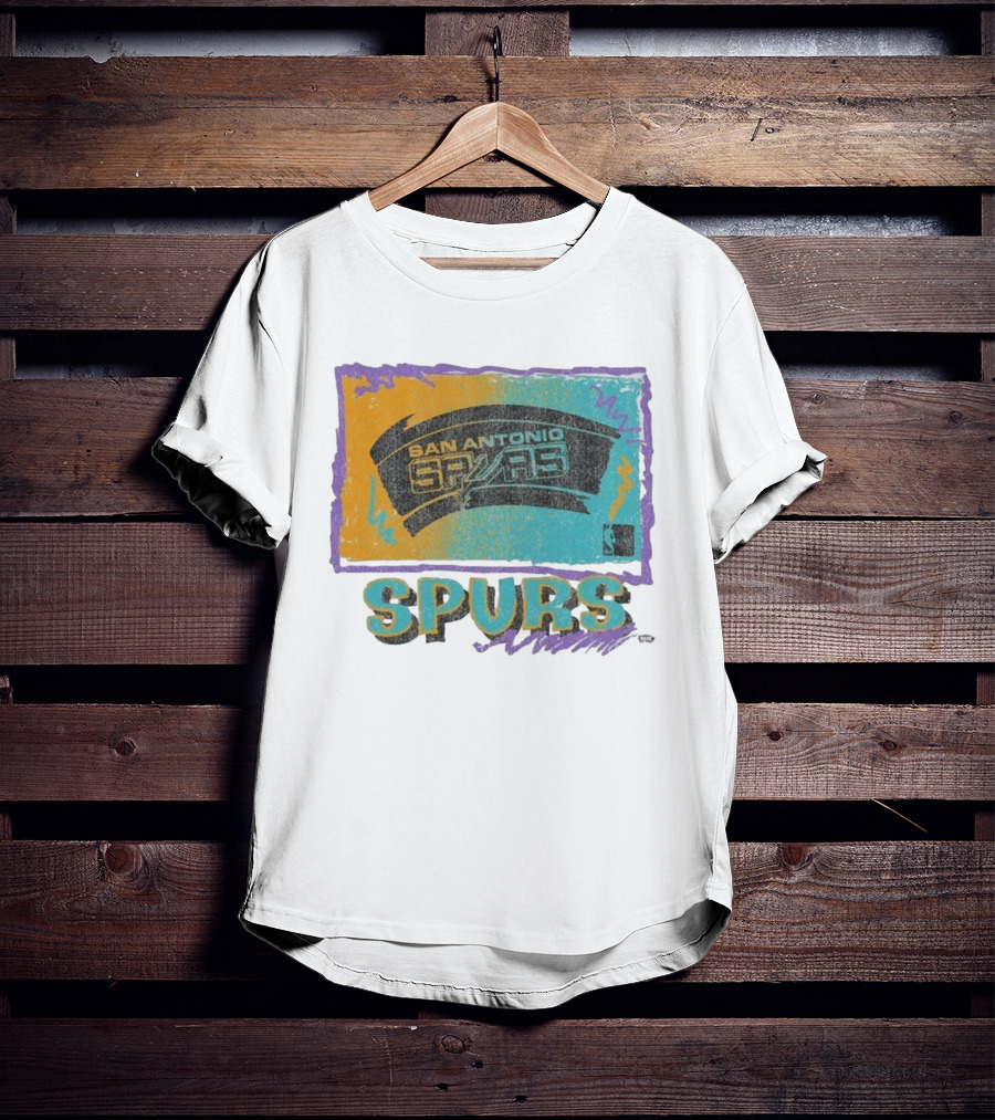 San Antonio Spurs White Surf Foundation Retro Colorful NBA T-Shirt