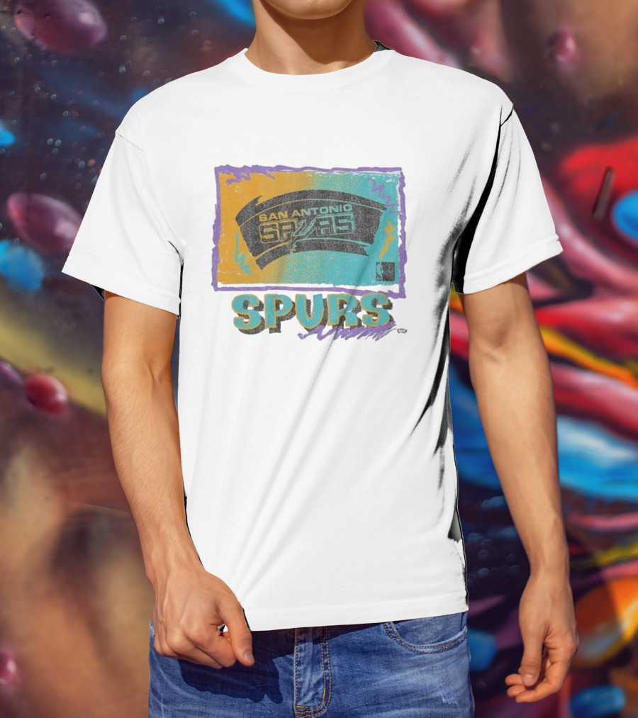 San Antonio Spurs White Surf Foundation Retro Colorful NBA T-Shirt