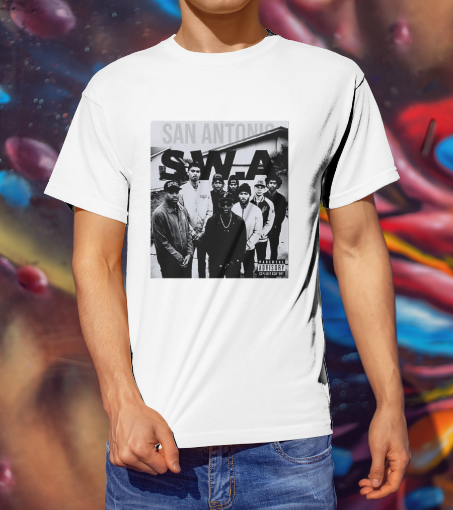 San Antonio Swa Paradvisory Explicit Content 210 Spurs Black And White Group T-Shirt