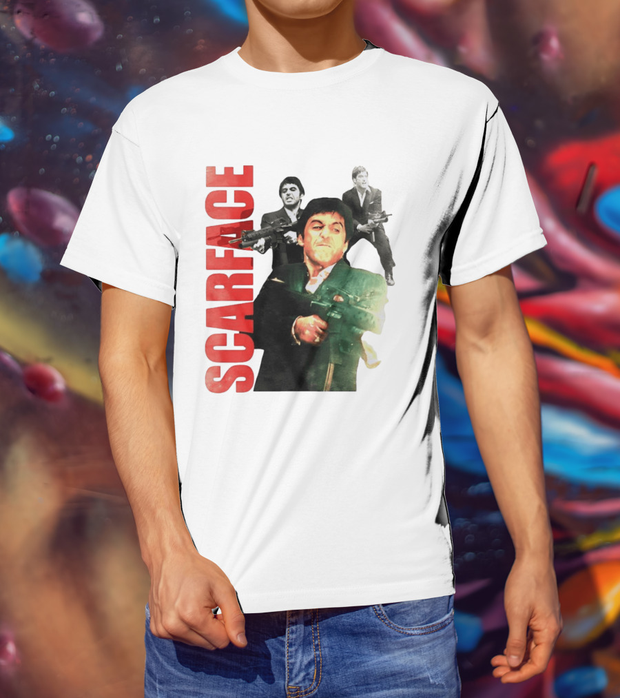 Scarface Tony Montana Al Pacino 1983 Miami Iconic Movie Moment T-Shirt