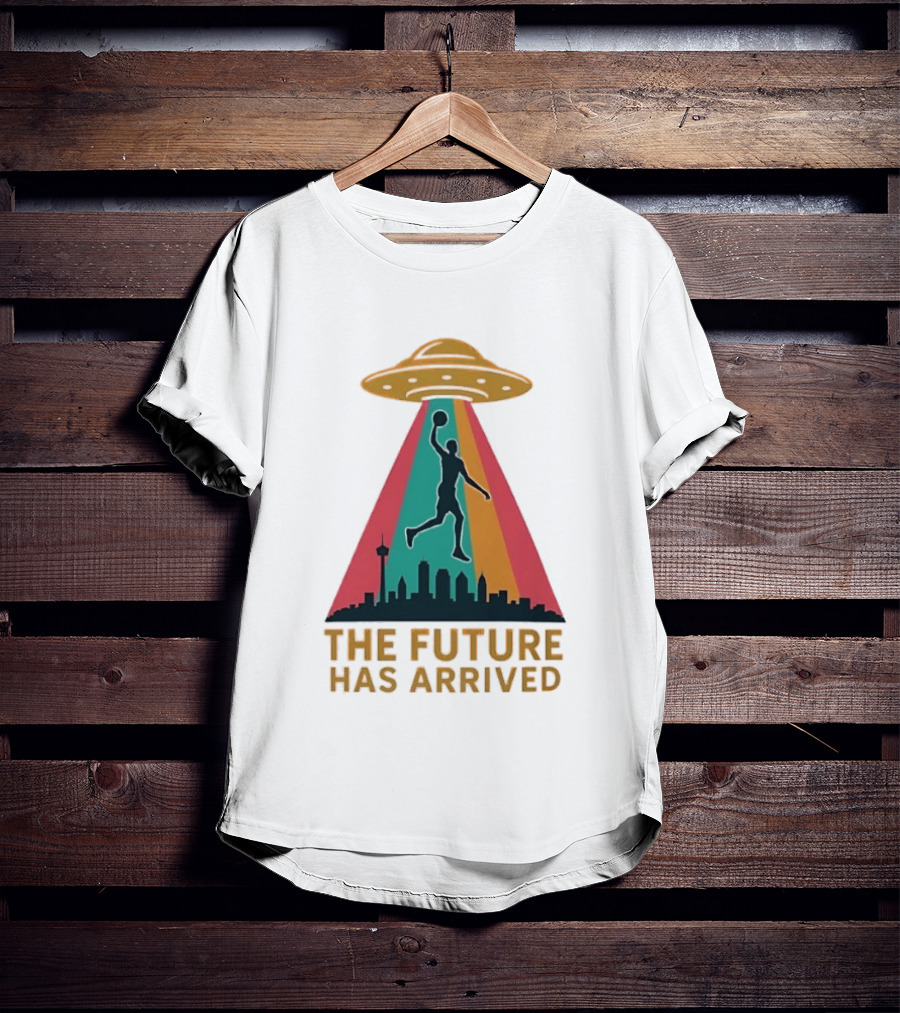 Victor Wembanyama San Antonio Spurs NBA The Future Has Arrived UFO Skyline T-Shirt