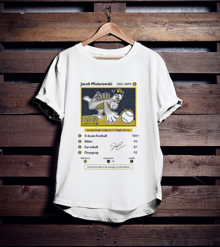 Jacob Misiorowski Milwaukee Brewers The Miz 100+ MPH Fastball Card T-Shirt