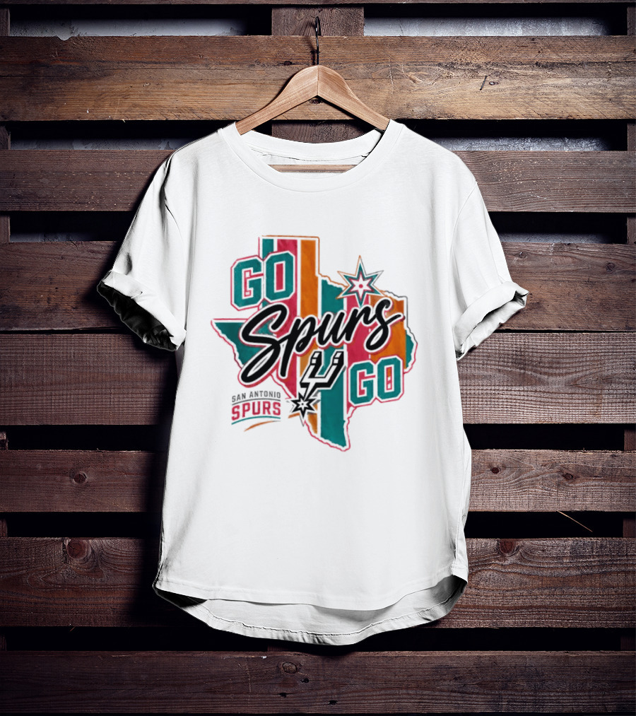 San Antonio Spurs Go Spurs Go Texas Outline NBA Team Spirit T-Shirt